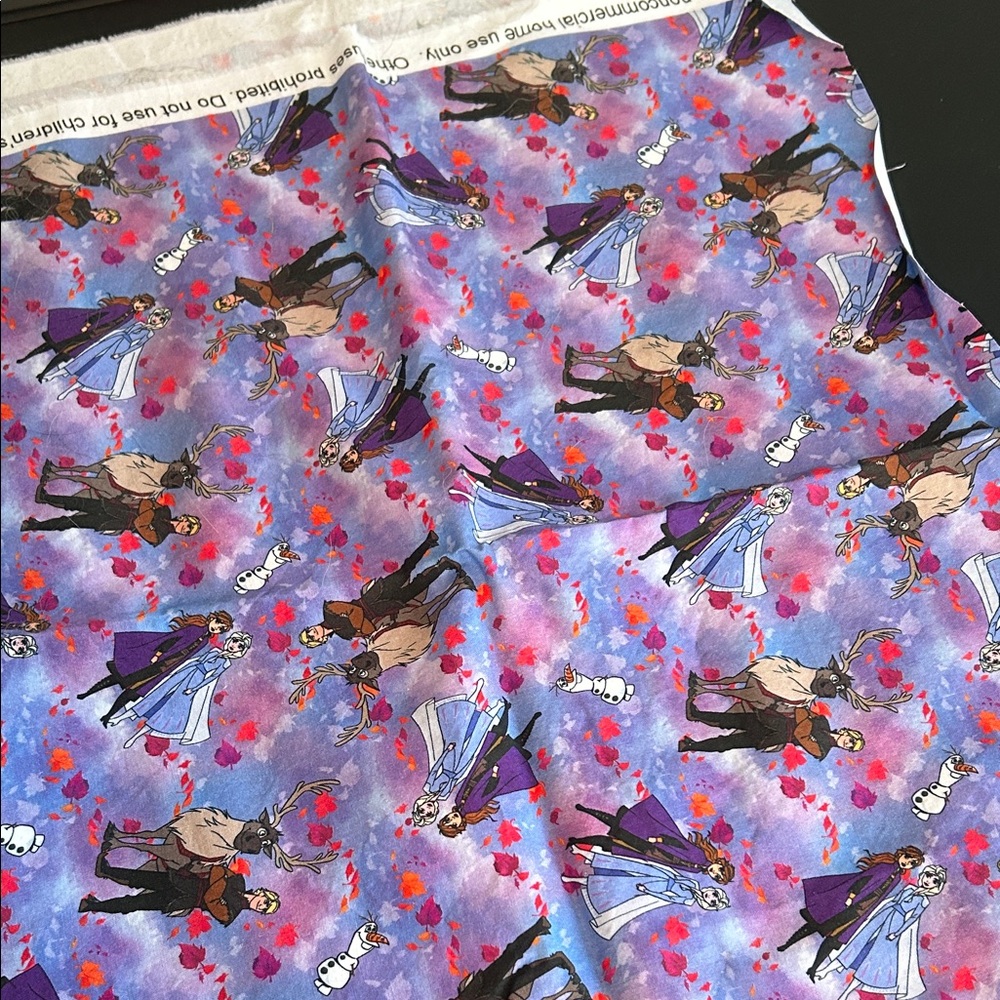 Kids Frozen Themed Fabric Remnant - Purple
